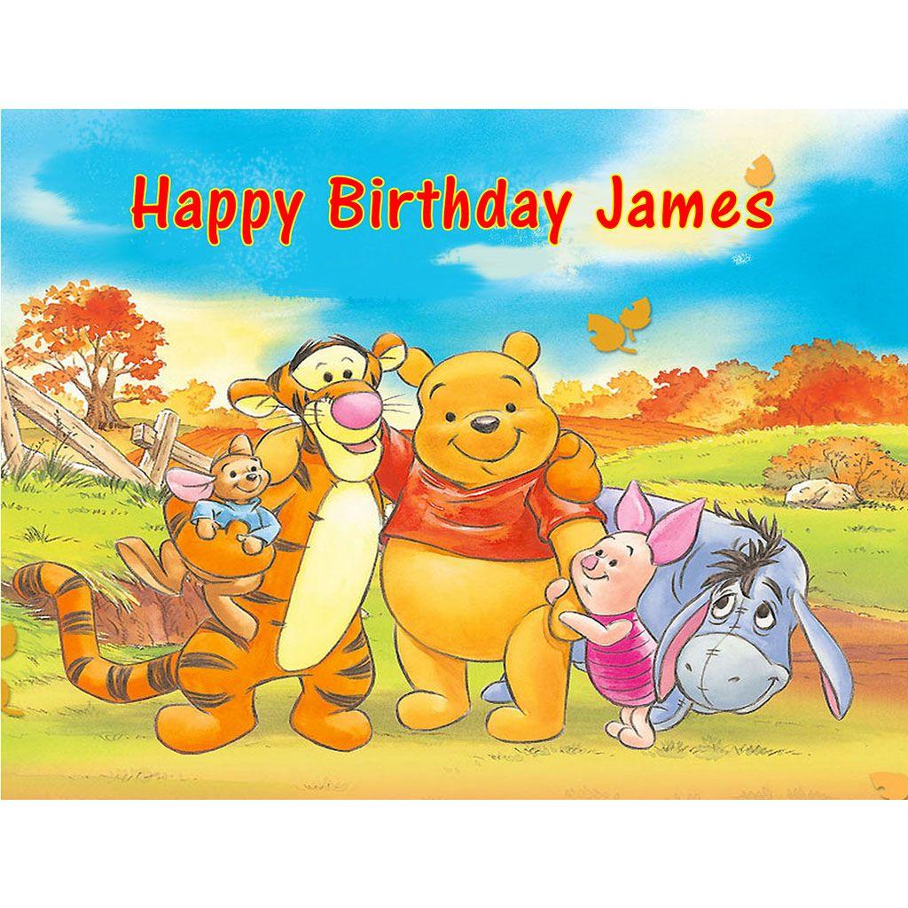Winnie the pooh and friends rectangular cake topper