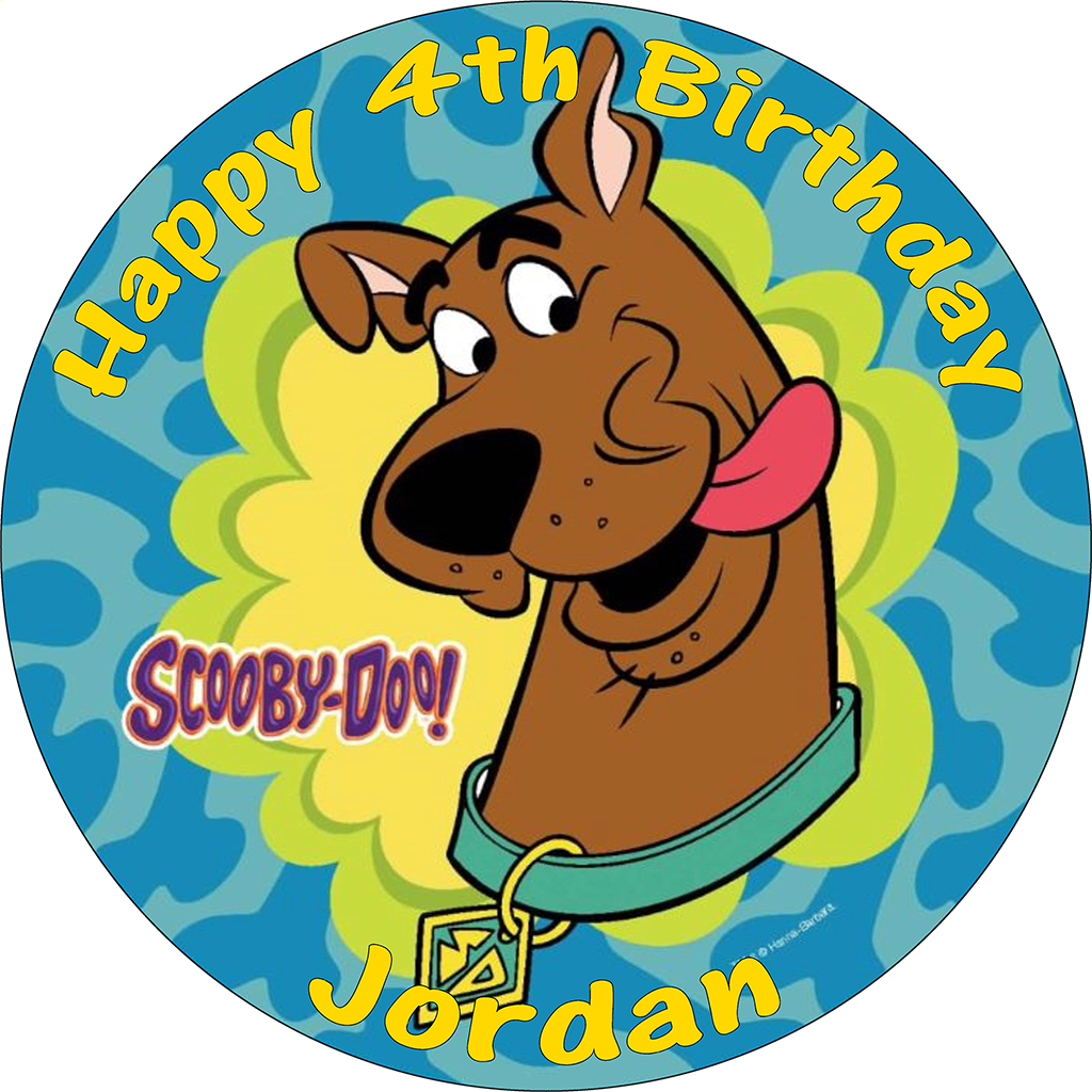 SCOOBY DOO PERSONALISED EDIBLE ROUND BIRTHDAY CAKE TOPPER