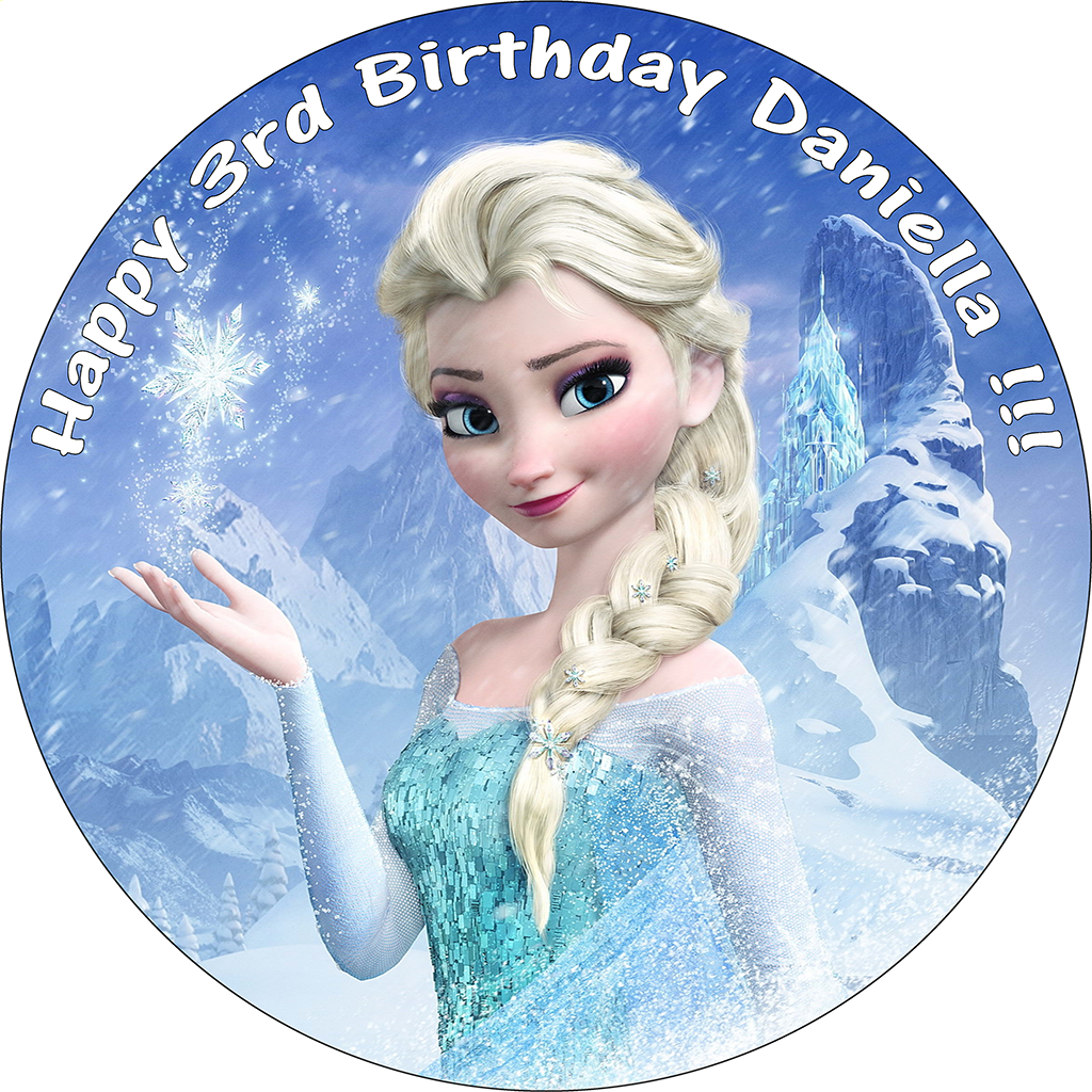 DISNEY FROZEN ELSA BIRTHDAY CAKE EDIBLE ROUND PRINTED CAKE TOPPER 