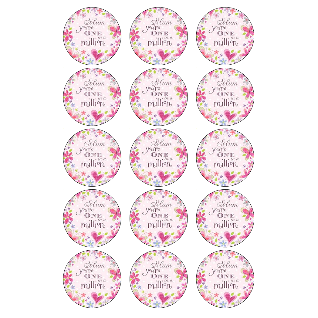 Mum One in a Million Cupcake toppers