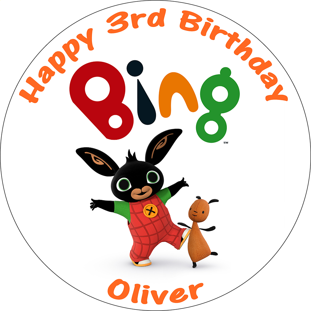 BING BUNNY PERSONALISED EDIBLE ROUND CAKE TOPPER