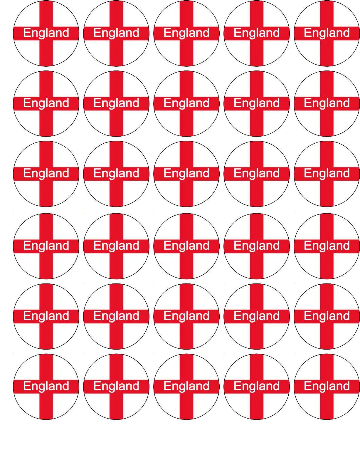 England St George flag cupcake topppers