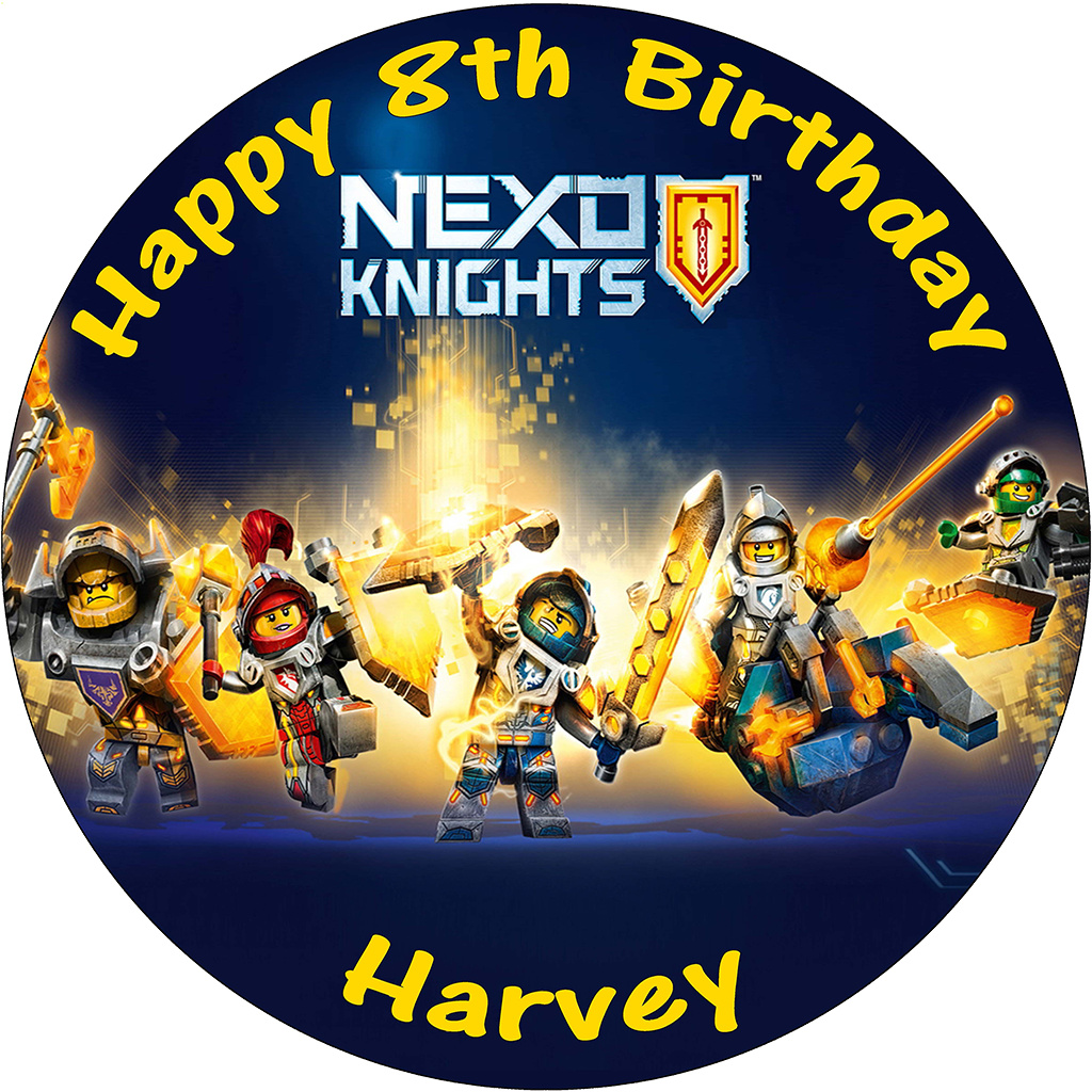 nexo-knights-personalised-round-edible-cake-topper