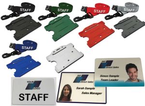 Custom Printed Plastic Staff ID Card Bundle with STAFF Lanyard & Card Holder