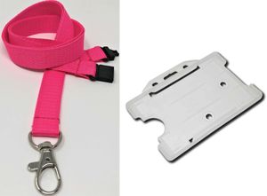 Plain Pink Lanyard with Clear Card Holder-SKE Direct Sales