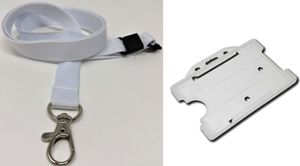 Plain White Lanyard with Clear Card Holder-SKE Direct Sales