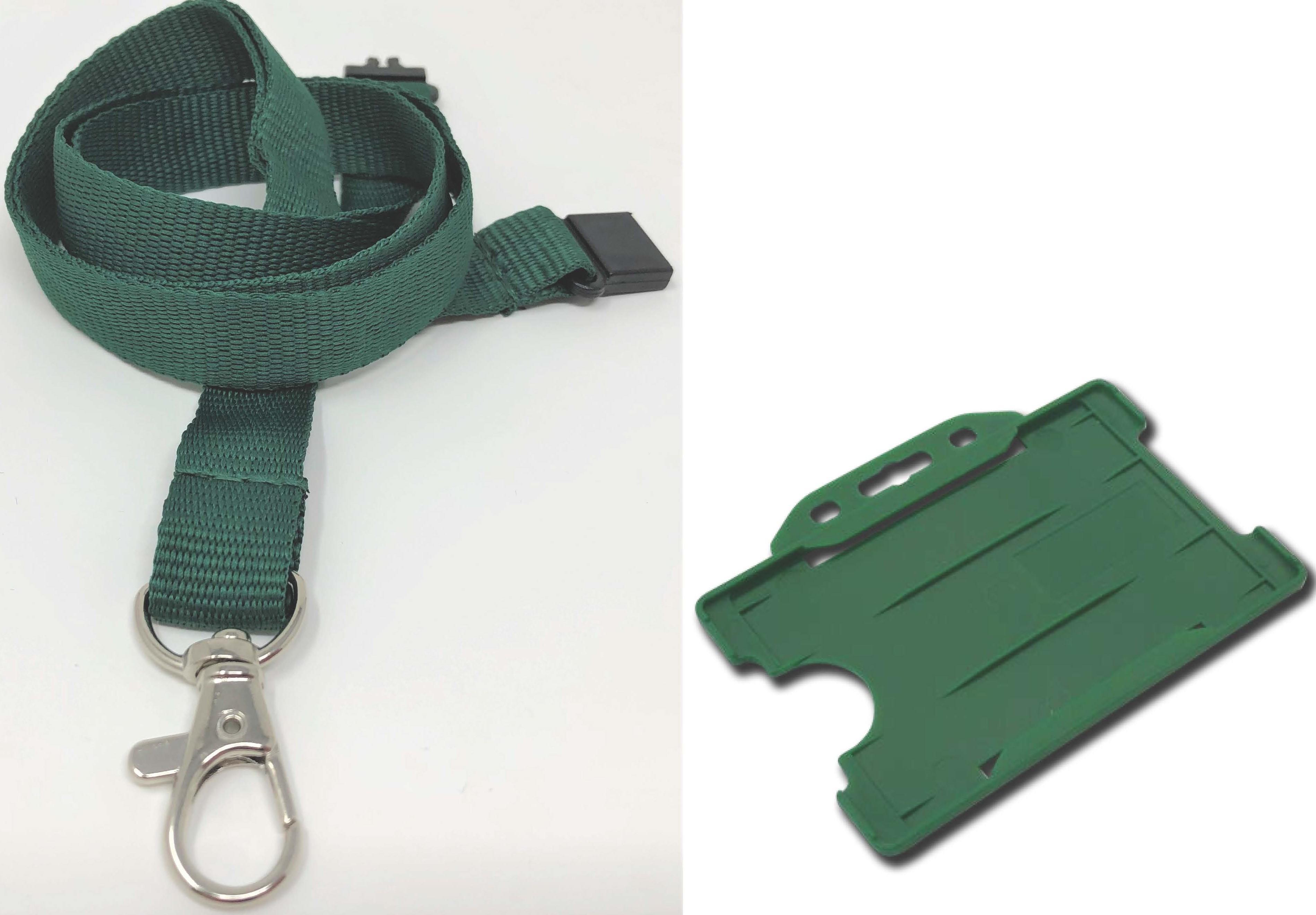 Plain Green Lanyard with matching Plastic Card Holder | Pack 5- SKE Direct Sales