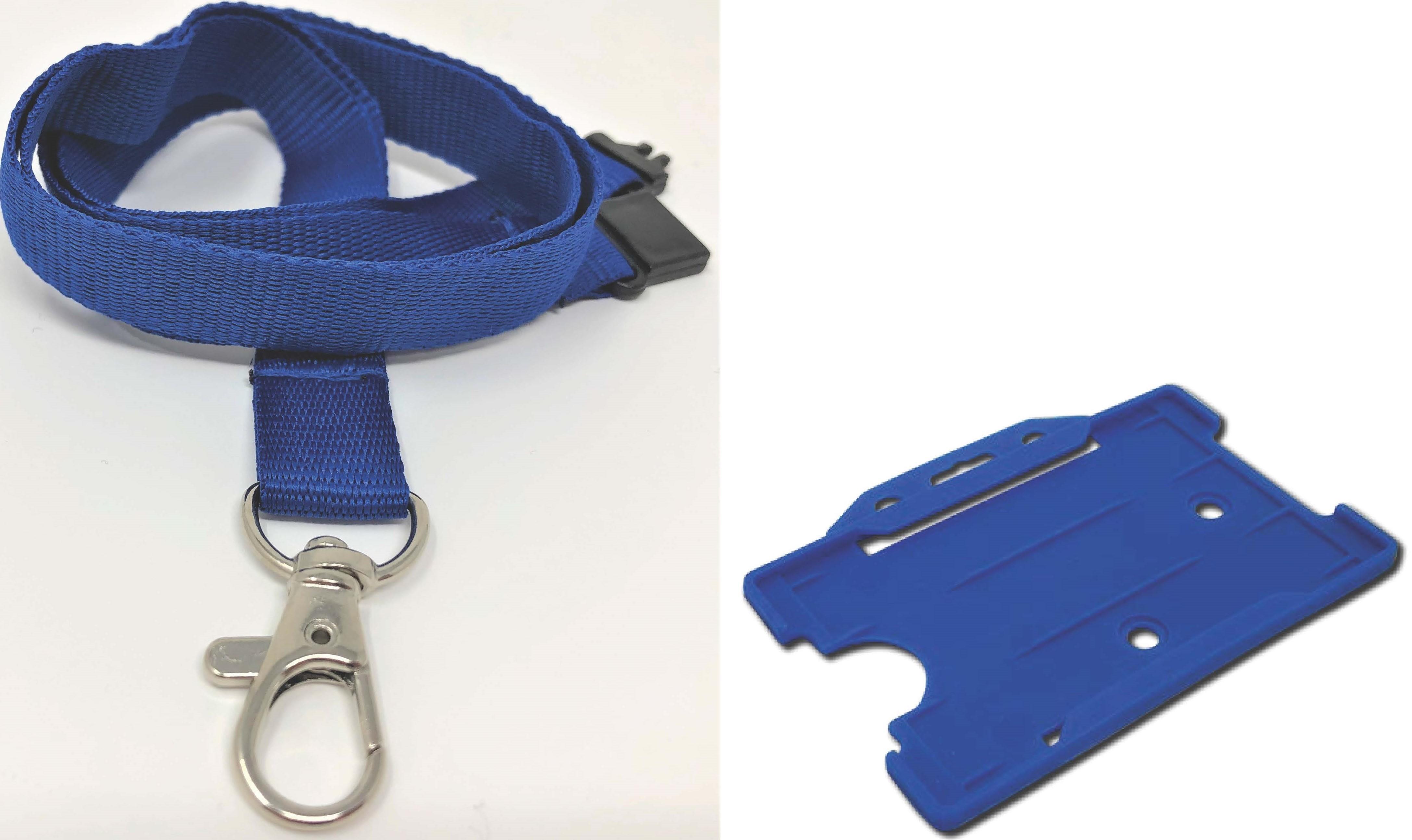 Plain Royal Blue Lanyard with matching Plastic Card Holder- SKE Direct Sales