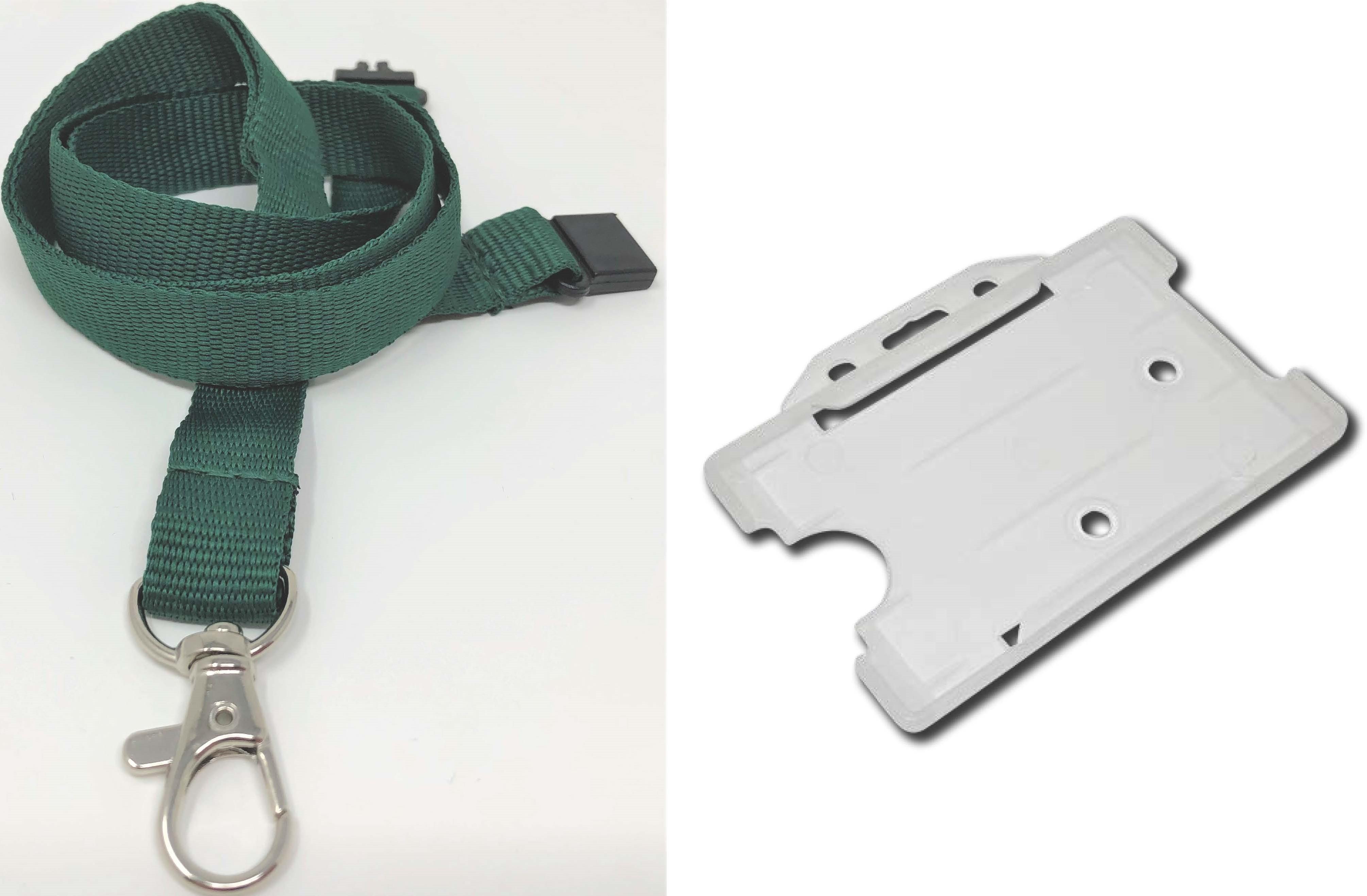 Plain Green Lanyard with Clear Card Holder-SKE Direct Sales