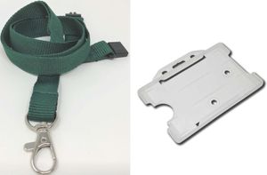 Plain Green Lanyard with Clear Card Holder-SKE Direct Sales