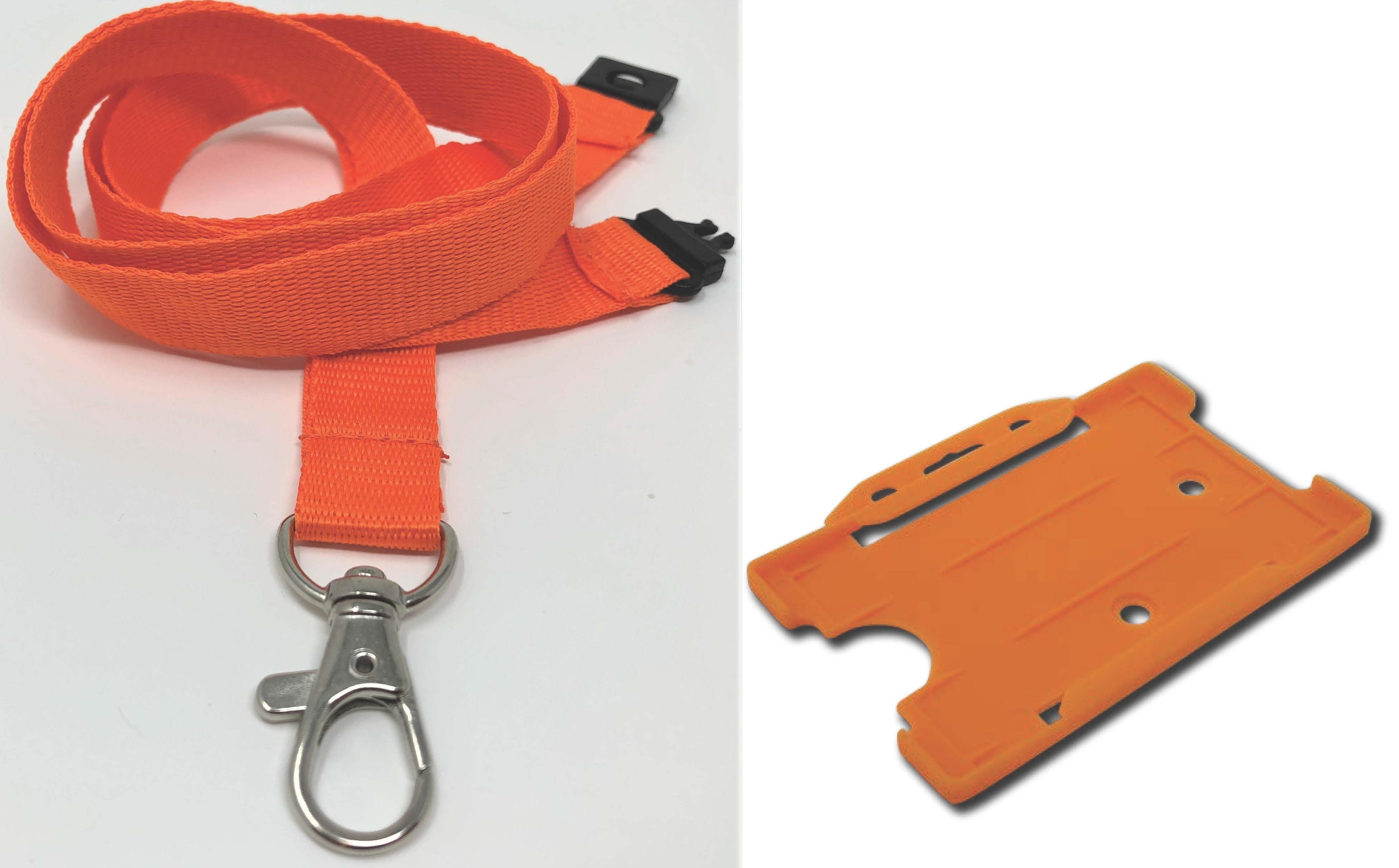 Plain Orange Lanyard with matching Plastic Card Holder- SKE Direct Sales