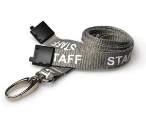 Grey Staff Lanyards | 15mm Safety Breakaway Neck Lanyard with Metal Clip (10) - SKE Direct Sales