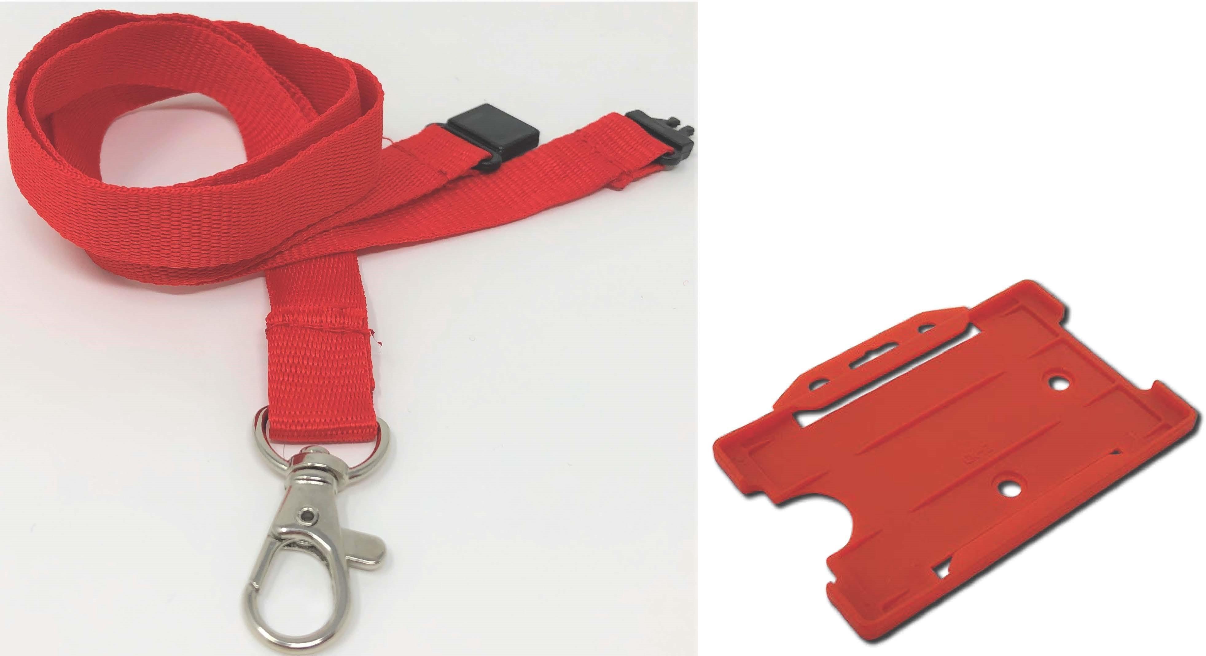 Plain Red Lanyard with matching Plastic Card Holder- SKE Direct Sales