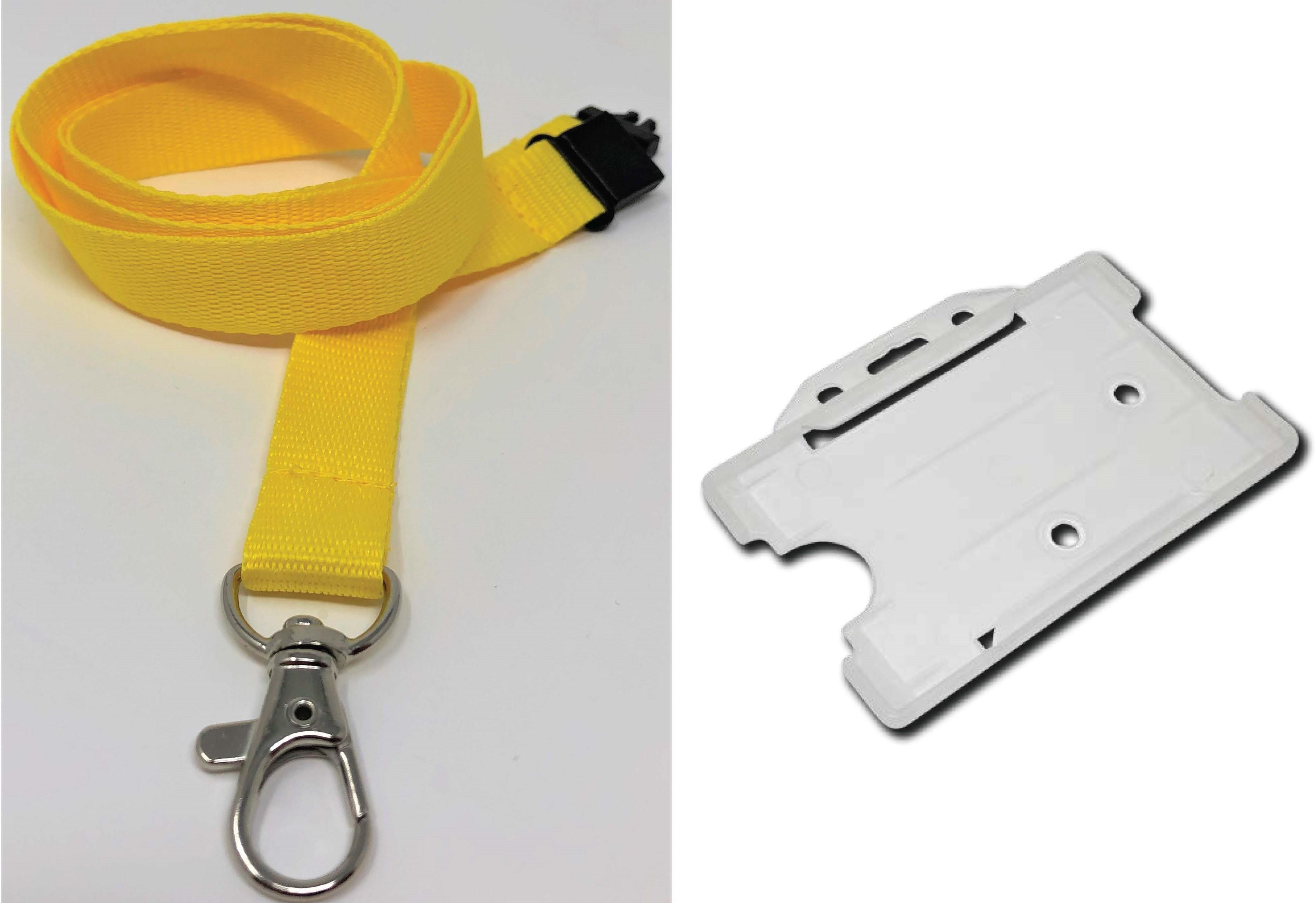 Plain Yellow Lanyard with Clear Card Holder-SKE Direct Sales