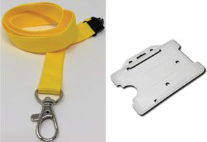 Plain Yellow Lanyard with Clear Card Holder-SKE Direct Sales