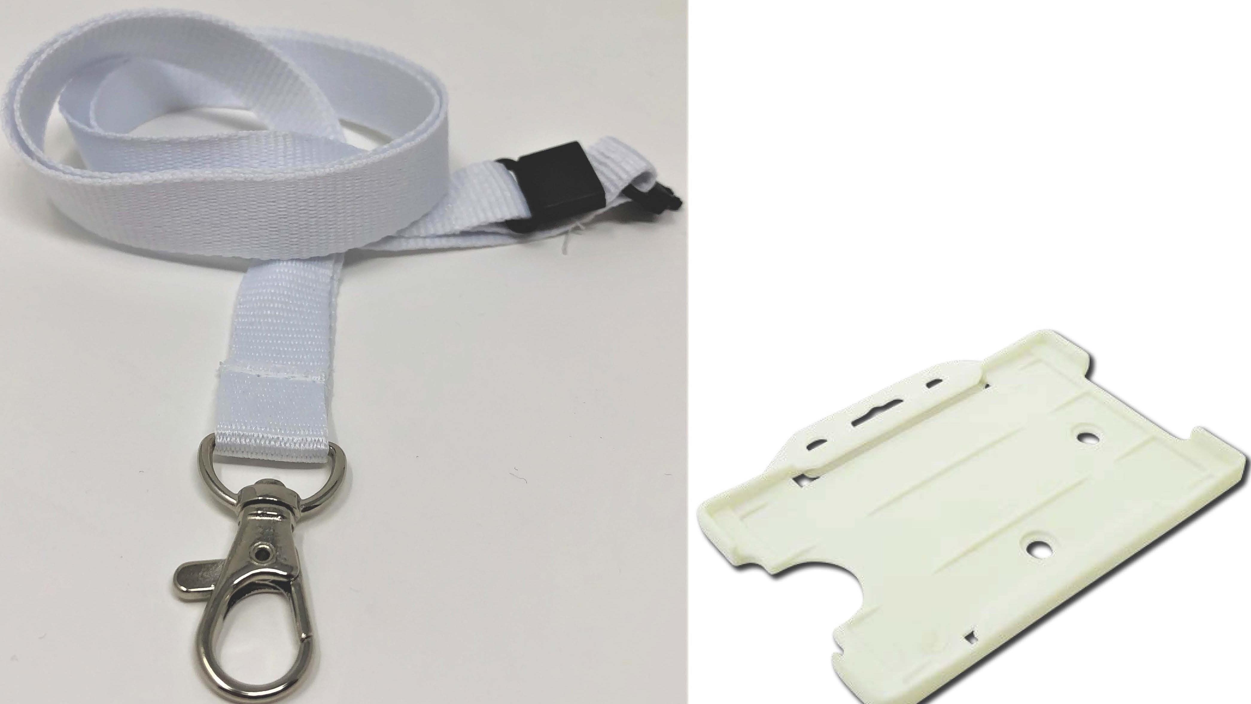 Plain White Lanyard with matching Plastic Card Holder- SKE Direct Sales