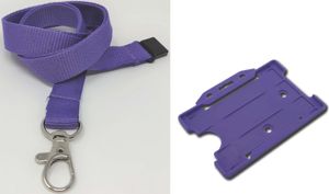 Plain Purple Lanyard with matching Plastic Card Holder- SKE Direct Sales