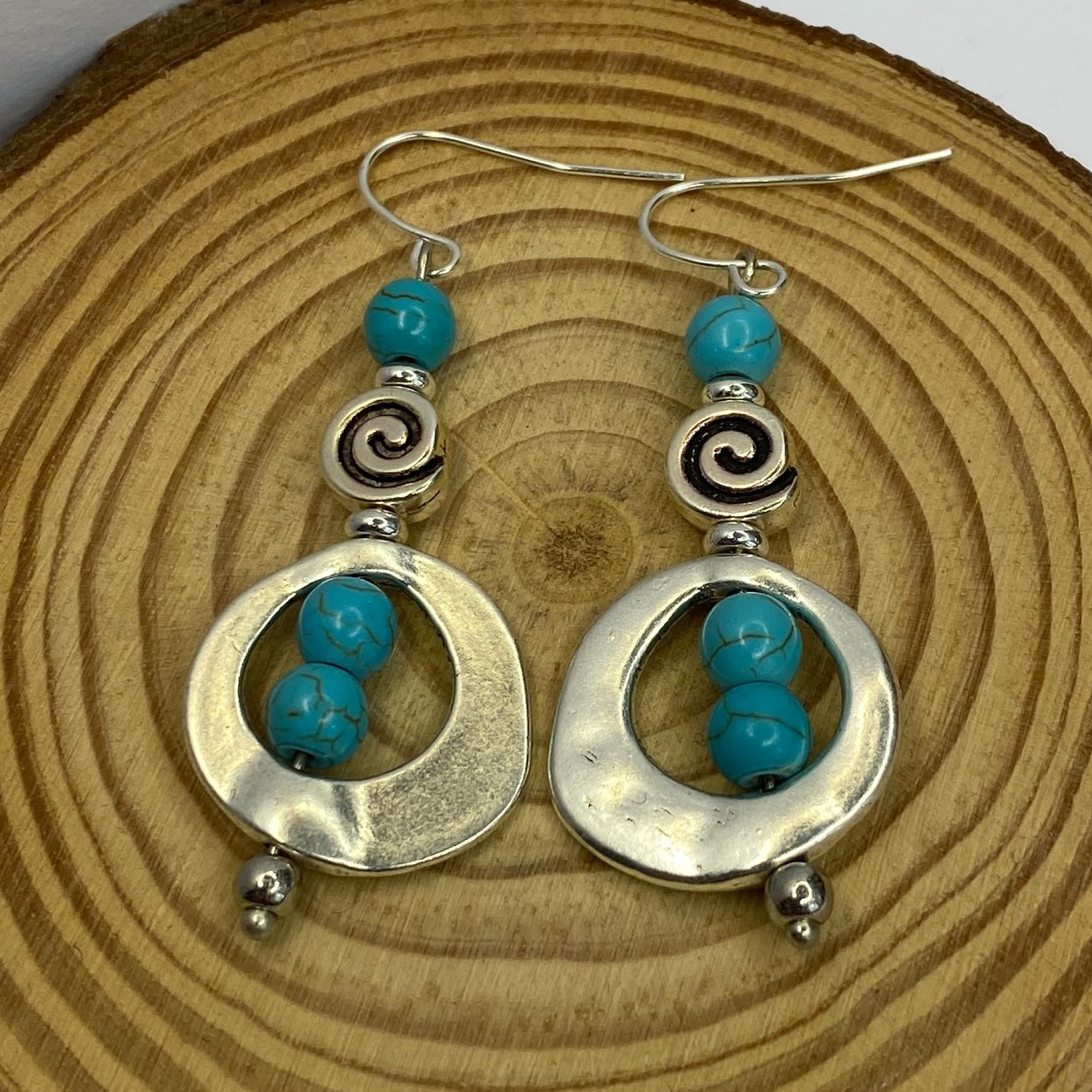 Turquoise and silver earrings on sale