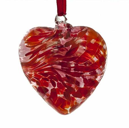Amelia Art Glass Friendship Birthstone Heart - Medium - Garnet - January