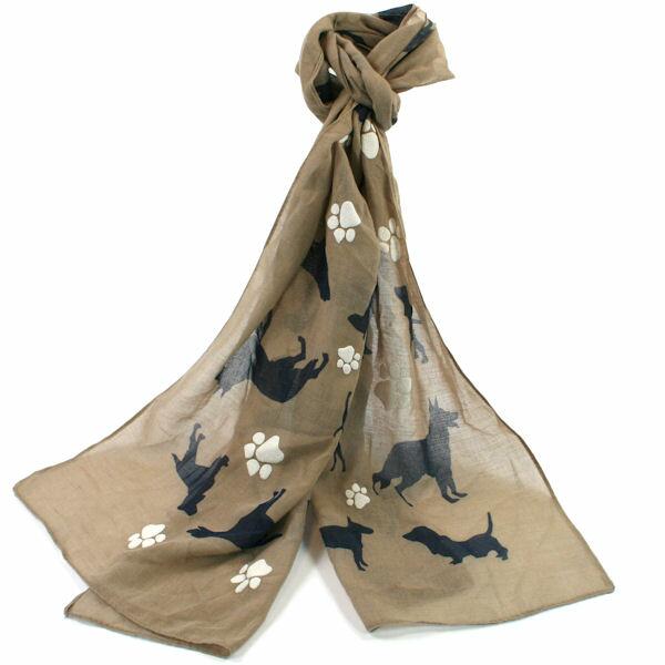 Dog and Paw Scarf - Brown