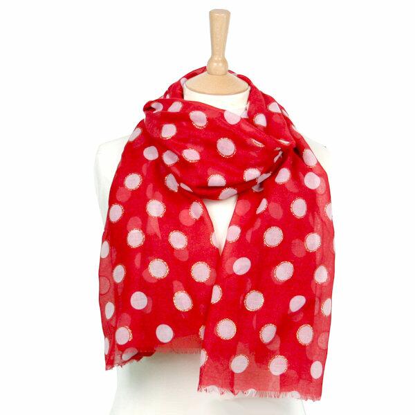 Dot Scarf with Sparkle - Red