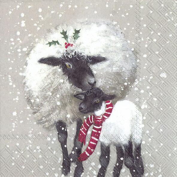 IHR - Napkins - Luncheon - Beth and Tilli Winter Feeling Sheep Lamb