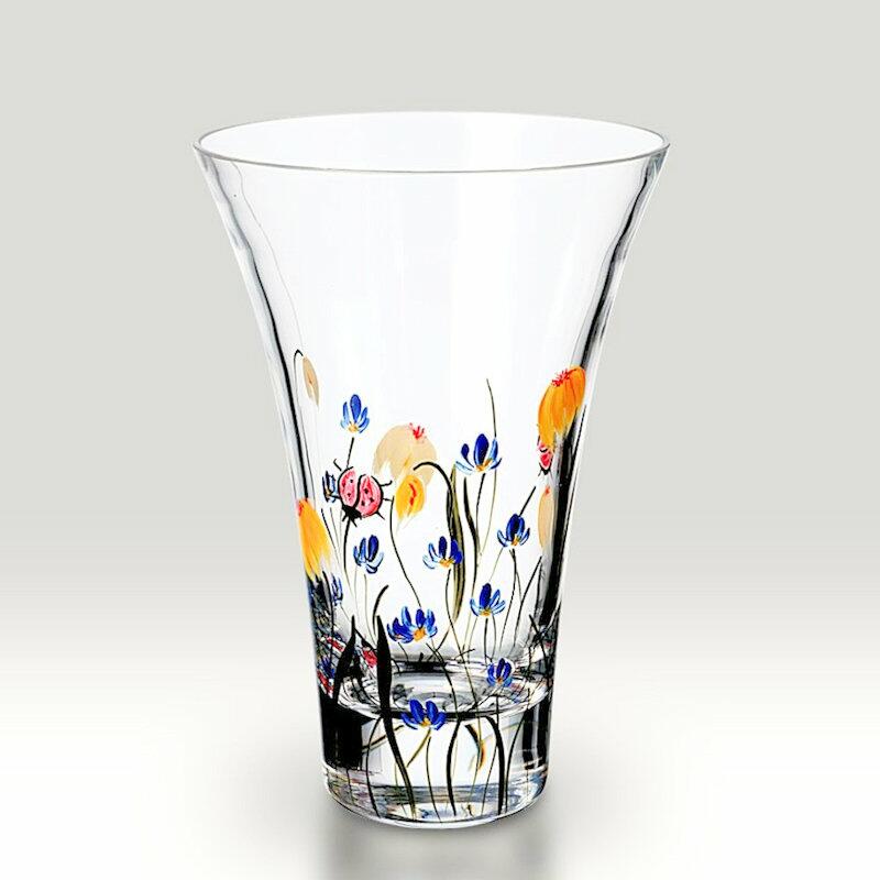 Nobile Glass Ladybird Garden Flared Vase 19cm