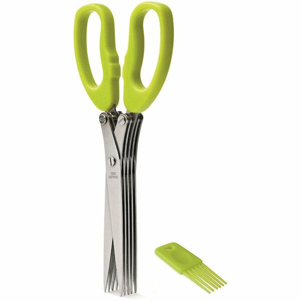 Kilo Herb Shears Scissors Green Handle with Brush