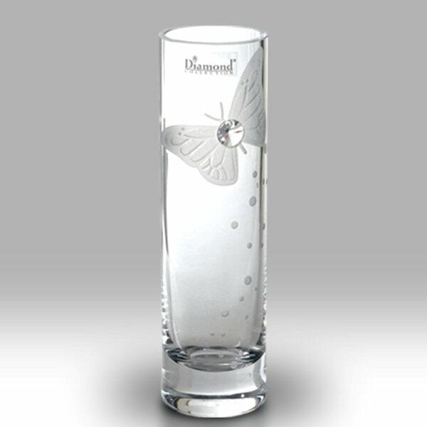 Nobile Glass Crystal Diamond Butterfly 19.5cm Round Vase