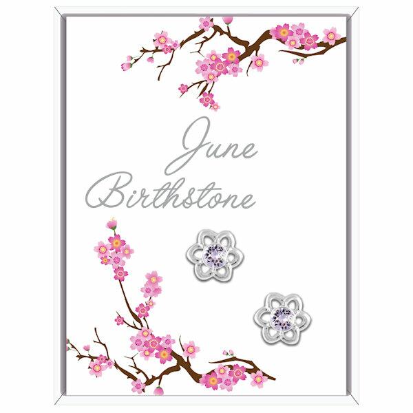Lila Greetings Card Birthstone Earrings - June