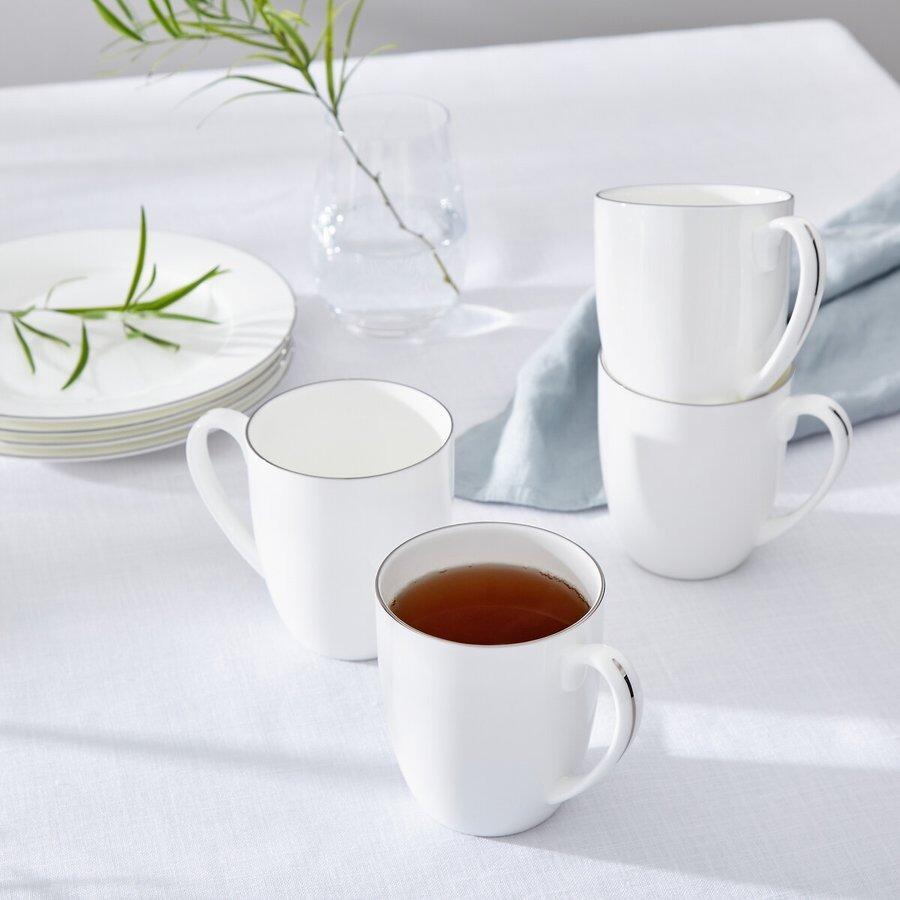 Royal Worcester Serendipity Platinum Barrel Shape Mug 0.35L Set of 4
