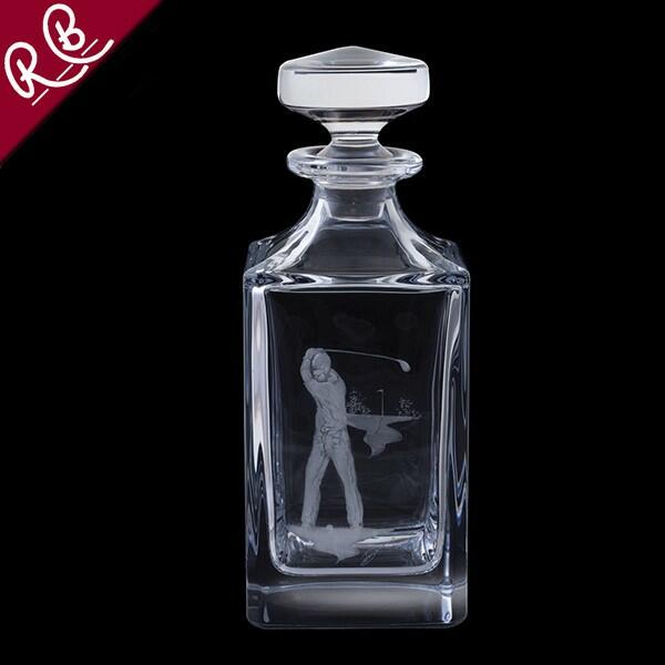 Royal Brierley Engraved Golfer Square Decanter