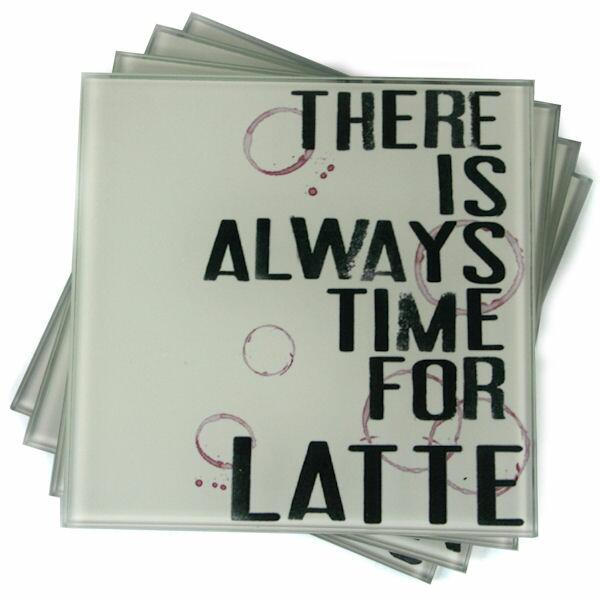 Coffee Latte Glass Coasters - Set of 4