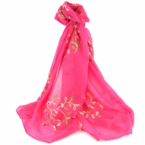 Embroidery Flower Scarf - Pink