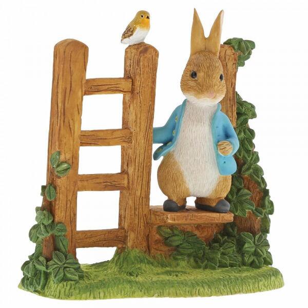 Beatrix Potter - Peter Rabbit on Wooden Stile Figurine