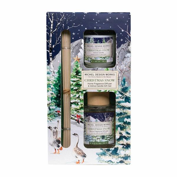 Michel Design Works - Christmas Snow Home Fragrance Reed Diffuser & Votive Candle Gift Set