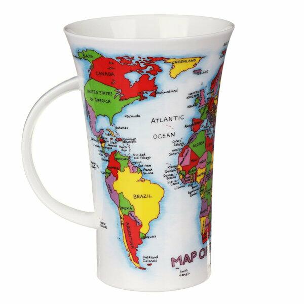 Dunoon Glencoe Shape Mug - Map of the World - Boxed