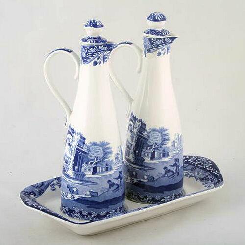 Spode Blue Italian - Oil and Vinegar with Stand