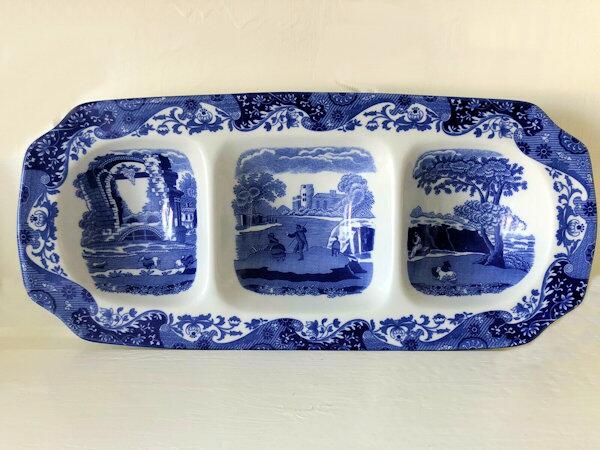 Spode Blue Italian - Condiment Rectangular Tray 3 Section 12.75in 32.5cm