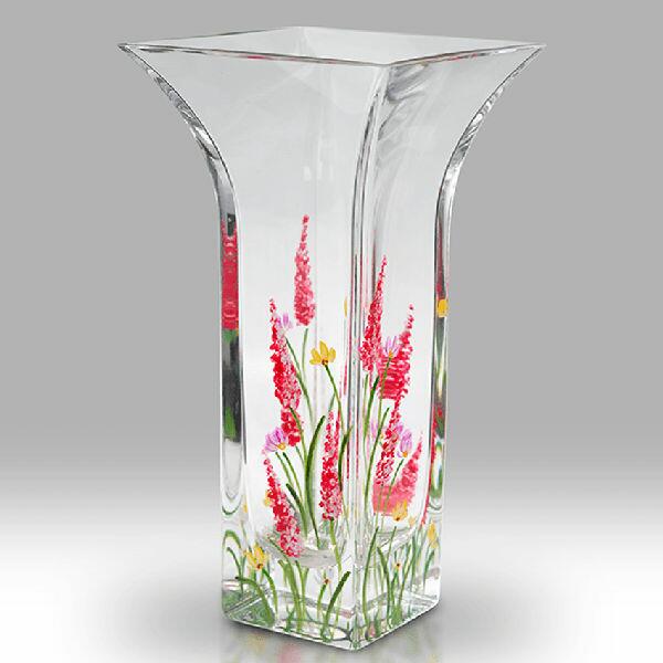 Nobile Glass Cerise Elysian Flared Square Vase 22.5cm