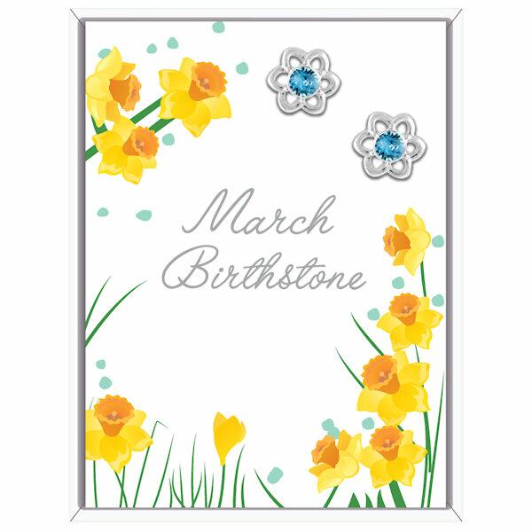 Lila Greetings Card Birthstone Earrings - March