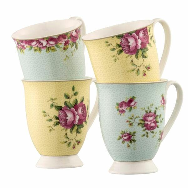 Aynsley Archive Rose Footed Mugs - Set of 4