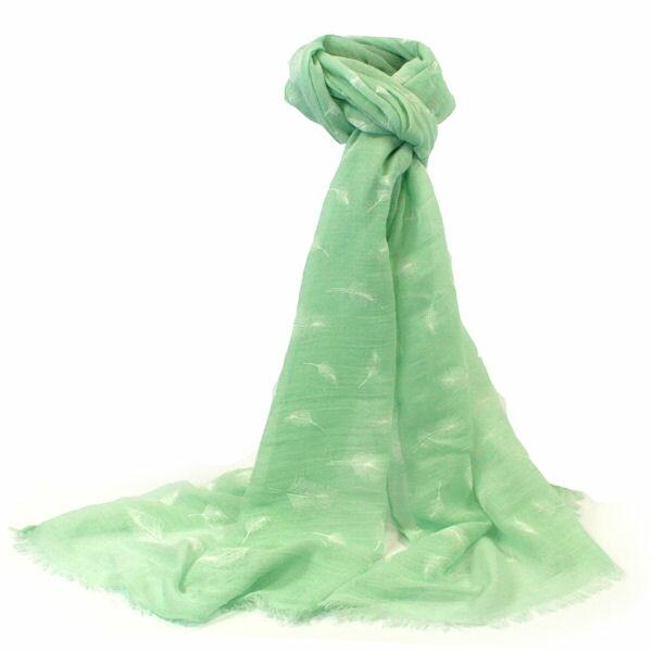 Embossed Feathers Scarf - Mint Green