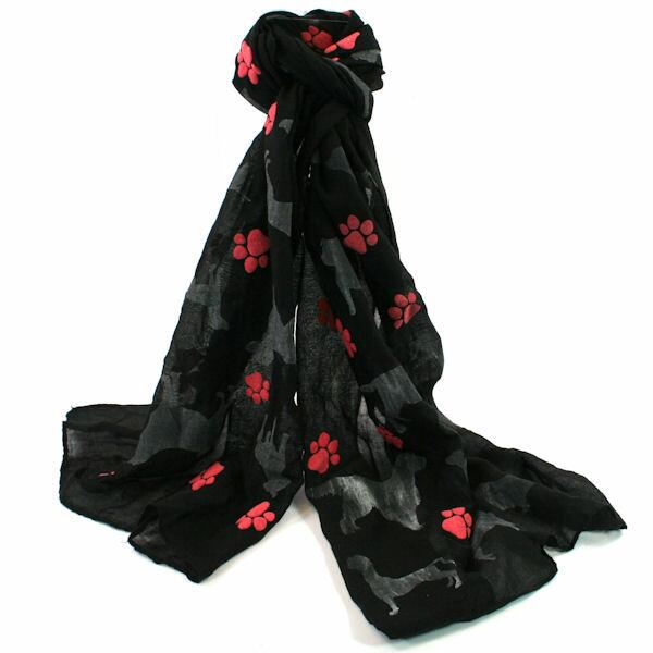 Dog and Paw Scarf - Black