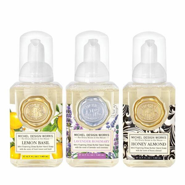 Michel Design Works Mini Foaming Hand Soap Set - Lemon Basil, Lavender Rosemary & Honey Almond