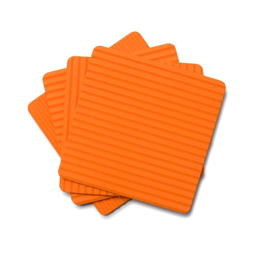 Zeal Silicone Square Coaster Trivet 9.5cm Set of 4 Neon Orange