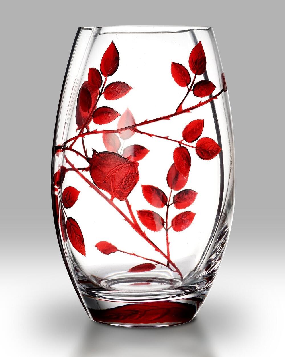 Nobile Glass Forever Rose Ruby Round Vase 20cm