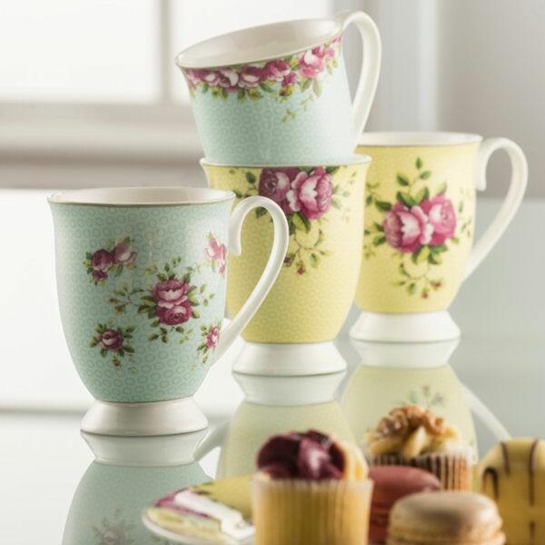 Aynsley Archive Rose Footed Mugs Set of