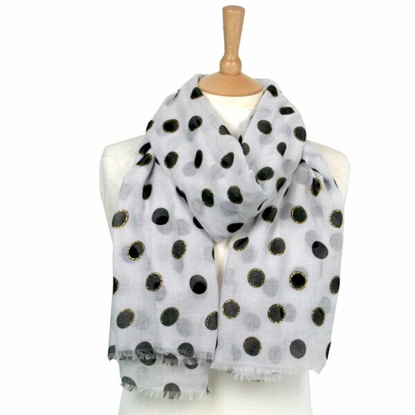 Dot Scarf with Sparkle - White