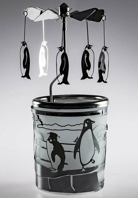 Kerzenfarm Carousel Metal & Glass Penguin Tealight Holder